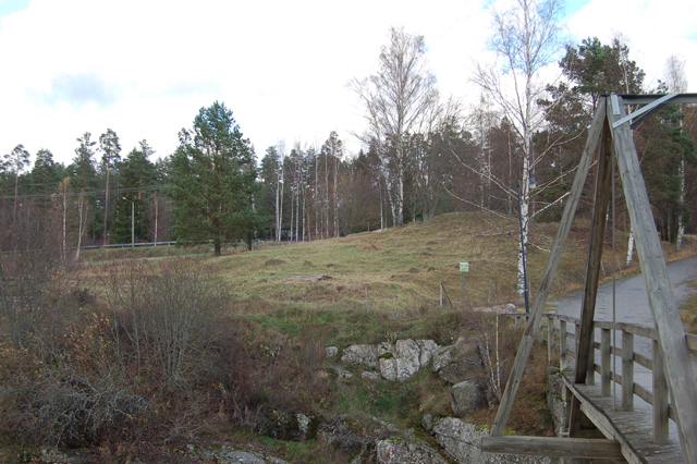 Kuva: Kukkarkoski muinaisjäännösalue Aurajoen länsipuolelta kuvattuna. Teija Tiitinen 22.10.2008