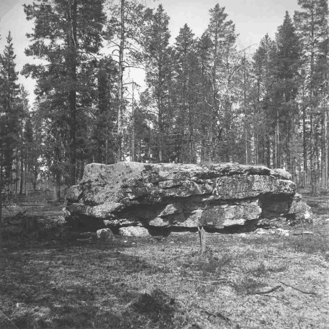 Kuva: Kirkkopahta aarnialueella. Kuva on otettu Metsähallituksen Äkäsjoen retkeilyllä. Olavi Linnamies 22.6.1955