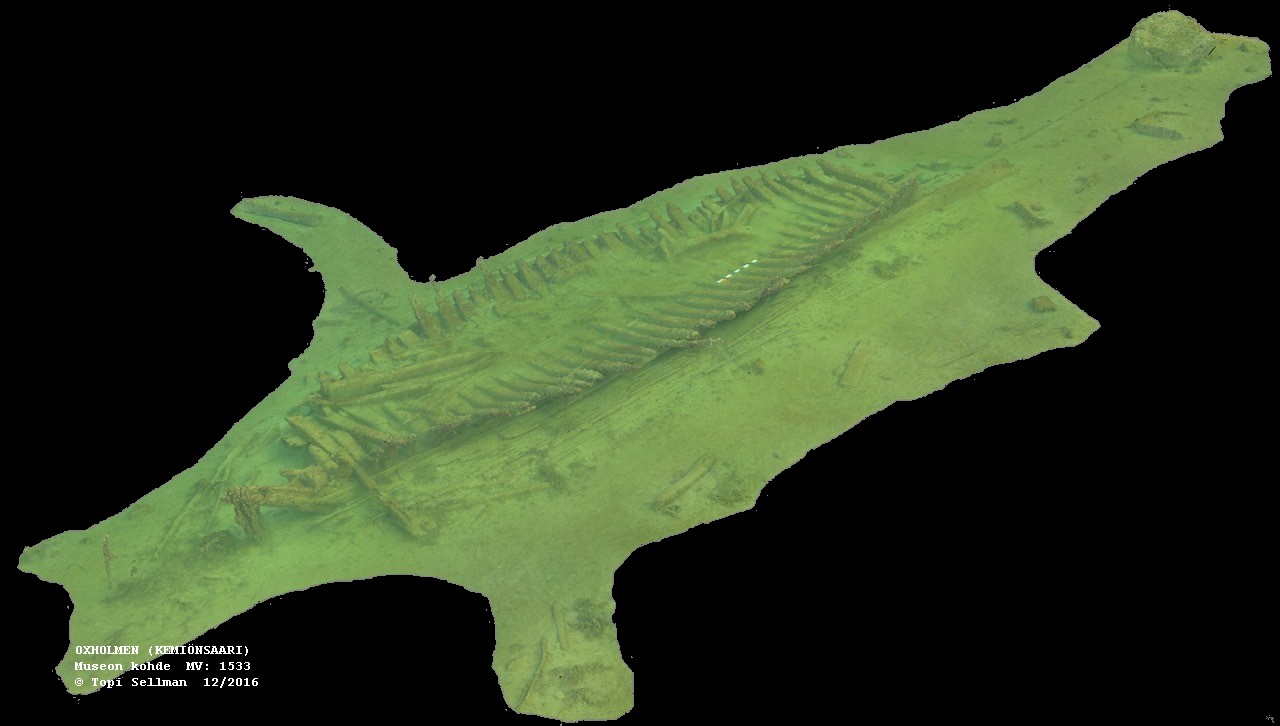 Kuva Oxholmenin hylyn 3D-mallista. Copyright Topi Sellman. Mahdolliset kuvatilaukset osoitetaan kuvaajalle. Topi Sellman 2015