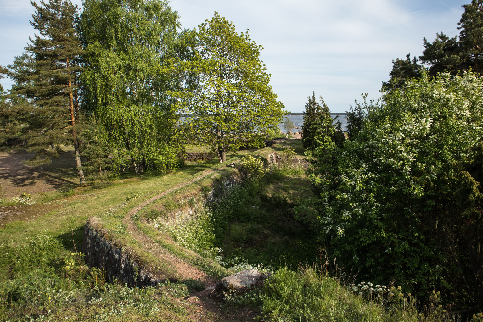 Kuva: Fort Elisabethin eskarppimuuria Varissaaren itäosassa. Helena Ranta 1.6.2022